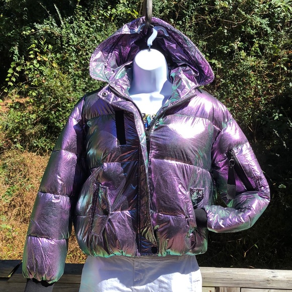 Fashion Nova Holographic Unicorn Puffer Jacket - Picture 5 of 10